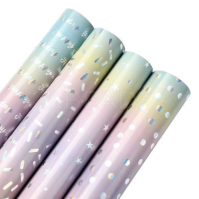 Rainbow Gradient Birthday Gift Wrapping Paper DIY-FZC0002-03D-1