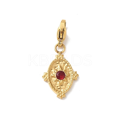 Oval 304 Stainless Steel Glass Pendant Decorations HJEW-D301-01C-G-1