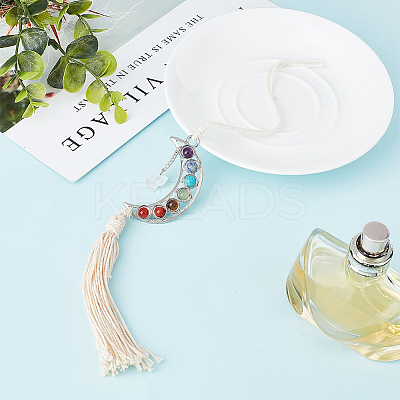 Alloy Moon Pendant Decoration HJEW-WH0043-22A-1