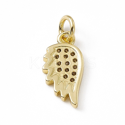 Brass Micro Pave Clear Cubic Zirconia Wing Charms ZIRC-F132-60G-1
