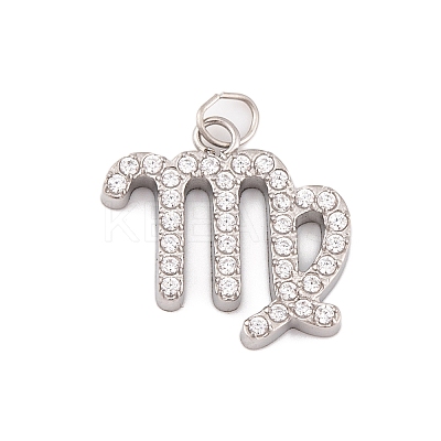 316 Stainless Steel Micro Pave Cubic Zirconia Pendants STAS-K284-01B-P-1
