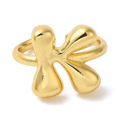 Initials Brass Open Cuff Ring for Women RJEW-N046-02K-G-1
