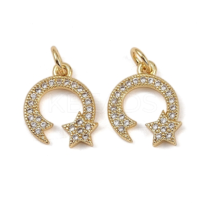 Brass Micro Pave Cubic Zirconia Charms KK-I358-058A-G-1