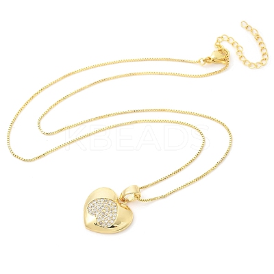 Brass Micro Pave Clear Cubic Zirconia Pendant Necklaces for Women LS-NJEW-M084-02G-03-1