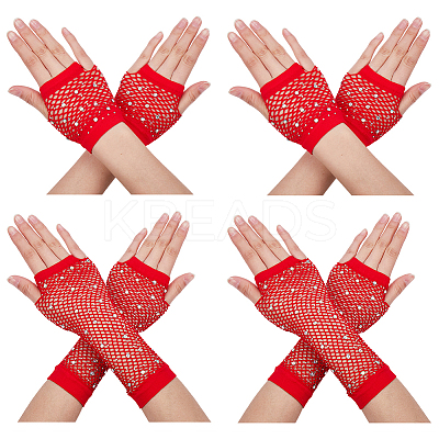 4Pairs 2 Styles Women Nylon Mesh Gloves AJEW-CY0001-08B-1