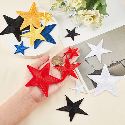 43Pcs 14 Style Star Computerized Embroidery Cloth Iron on/Sew on Patches DIY-PH0021-13-1
