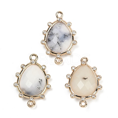 Natural White African Opal Faceted Connector Charms G-K347-07G-04-1