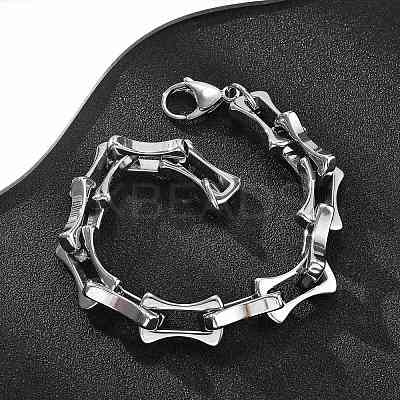 304 Stainless Steel Bone Link Bracelets for Women Men BJEW-F488-28P-1