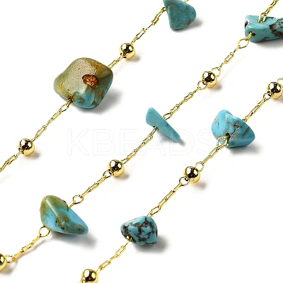 Handmade Synthetic Turquoise Chip Beaded Chains CHC-F020-09G-08-1