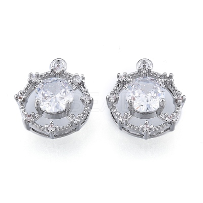 Brass Micro Pave Clear Cubic Zirconia Charms KK-N216-555P-1