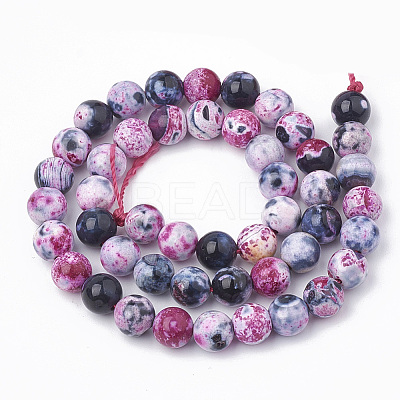 Dyed Natural Fire Crackle Agate Beads Strands G-T098-02B-01-1