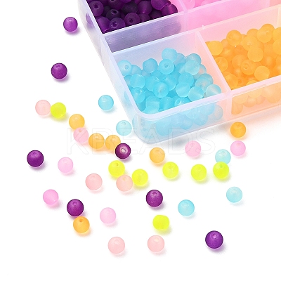 480Pcs 6 Colors Transparent Glass Beads Strands GLAA-YW0001-32-1