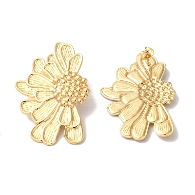 Flower Ion Plating(IP) 304 Stainless Steel Stud Earrings for Women EJEW-L287-021G-1