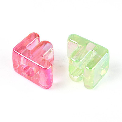 UV Plating Transparent Acrylic European Beads OACR-M027-02F-1