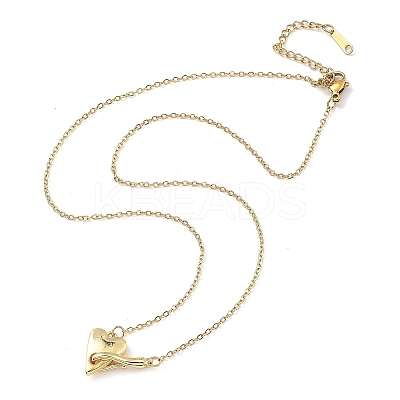 Heart 304 Stainless Steel Pendant Necklaces for Women NJEW-D288-01G-1