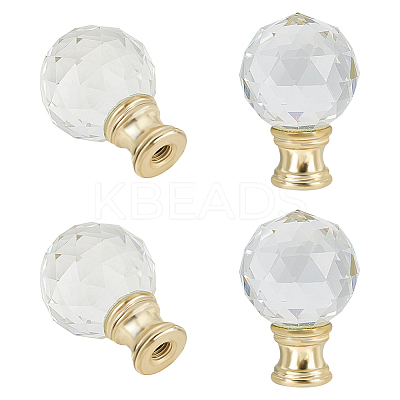 Glass Crystal Lamp Finials with Iron Finish Base FIND-WH0148-176B-1
