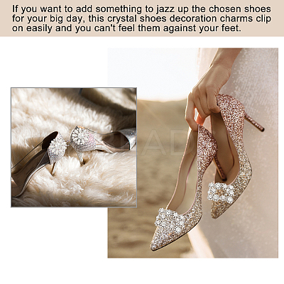 AHADEMAKER 4Pcs 2 Style Detachable Alloy Crystal Rhinestone Shoe Buckle Clips FIND-GA0002-15-1