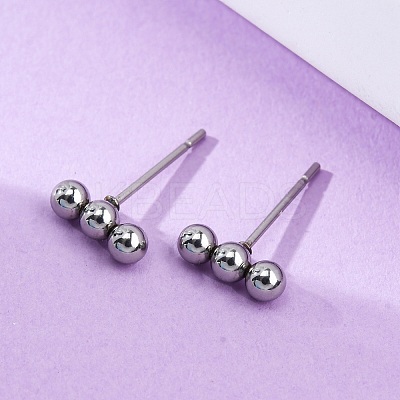 Tarnish Resistant 201 Stainless Steel Beaded Horizontal Bar Stud Earrings with 316 Stainless Steel Pin for Women STAS-K238-01P-1
