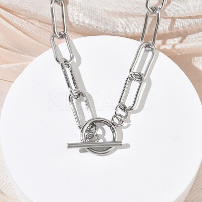 304 Stainless Steel Paperclip Chains Necklaces NJEW-Z102-02P-1