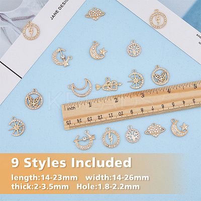 54Pcs 9 Style Alloy Pendants FIND-FH0007-18-1