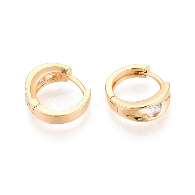 Brass Micro Pave Clear Cubic Zirconia Hoop Earrings EJEW-T048-46G-1