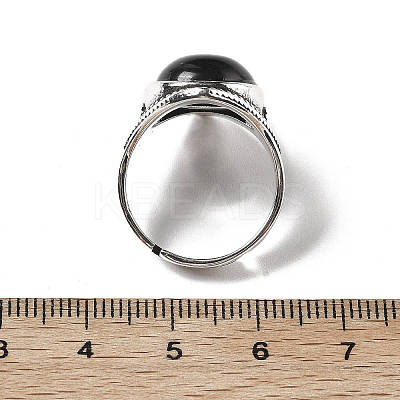 Natural Obsidian Adjustable Rings G-P560-03AS-13-1