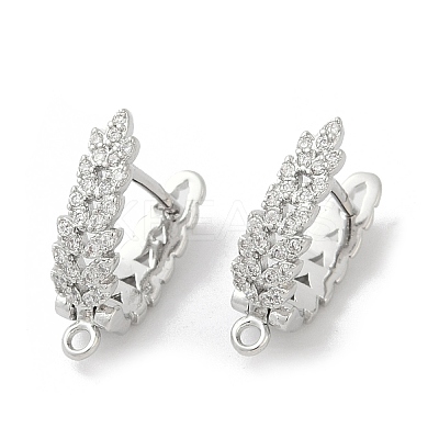 Brass with Cubic Zirconia Stud Earring Findings KK-Q051-02P-1