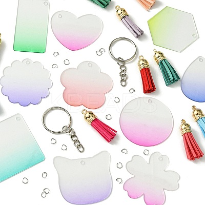 DIY Acrylic Disc Tassel Keychain Making Kits DIY-FS0006-01A-1