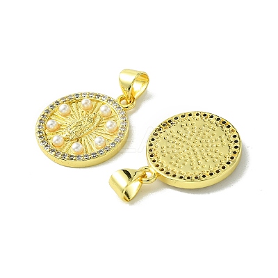 Real 18K Gold Plated Brass Micro Pave Clear Cubic Zirconia Pendants KK-H472-35B-G-1