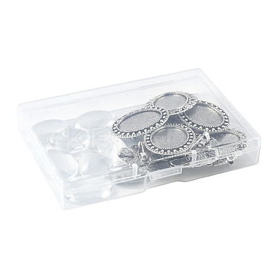 10Pcs 2 Styles Vintage Alloy Brooch Cabochon Bezel Settings FIND-FS0004-64-1