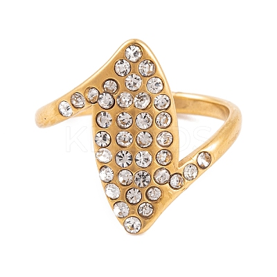 304 Stainless Steel Horse Eye Finger Ring for Women RJEW-C086-27-G-1
