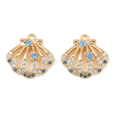 Brass Micro Pave Cubic Zirconia Charms KK-F906-13G-1