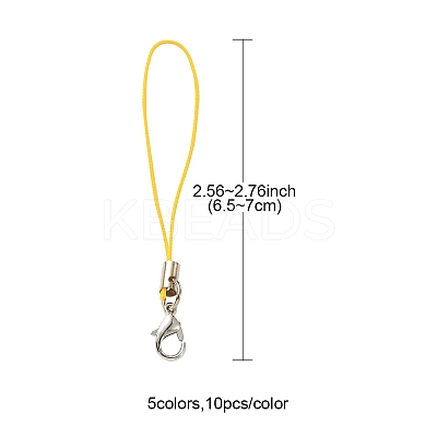 50Pcs 5 Colors Polyester Cord Mobile Straps MOBA-YW0001-03-1