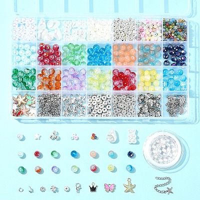 DIY Alloy Enamel & Glass & CCB Plastic Bracelets Jewelry Making Kits DIY-FS0007-50-1