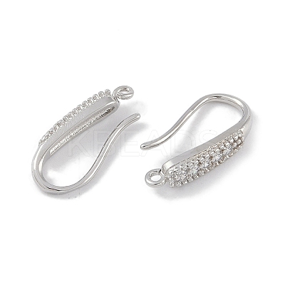 Brass Micro Pave Clear Cubic Zirconia Earring Hooks KK-U008-06P-1