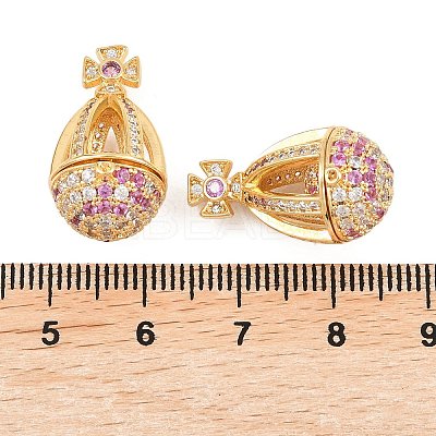 Brass Micro Pave Cubic Zirconia Locket Pendants KK-H538-02G-1