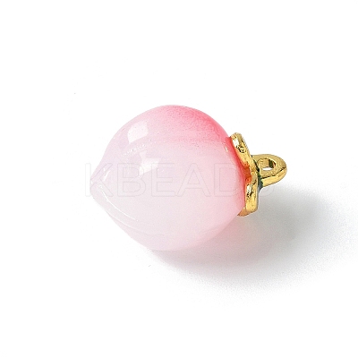 Peach Opaque Resin 3D Fruit Pendants RESI-V002-03B-1