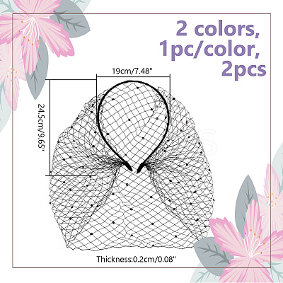 2Pcs 2 Colors Bridal Rhinestone Mesh Veil Cloth Hair Bands DIY-GA0007-03-1