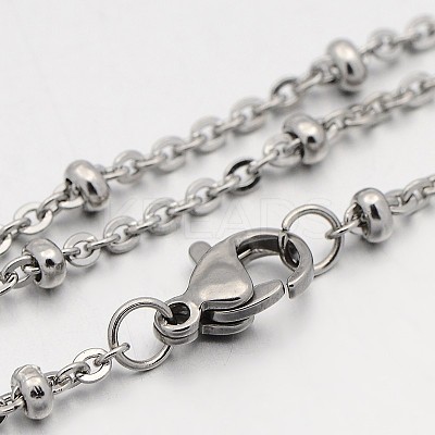 Tarnish Resistant 304 Stainless Steel Cable Chain Necklaces STAS-O053-29P-1