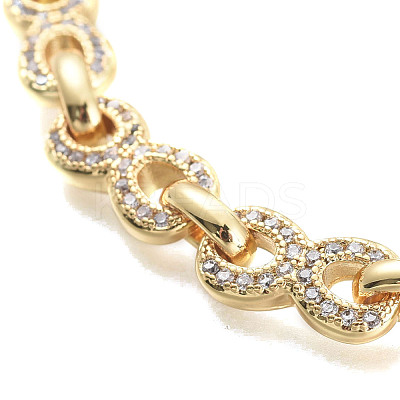 Brass Micro Pave Clear Cubic Zirconia Link Chain Bracelets BJEW-M202-02G-1