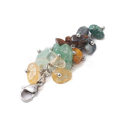 Natural Citrine & Tiger Eye & Aventurine & South Africa Jasper Chip Beads Pendant Decorations HJEW-JM02124-02-1