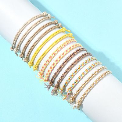 14Pcs 7 Colors Cotton Cord Bracelet Set for Men Women BJEW-FS00025-03-1