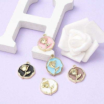 5Pcs Rack Plating Alloy Enamel Pendants ENAM-YW0002-45-1
