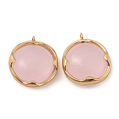 Brass with Pink Glass Pendants KK-G486-08G-1