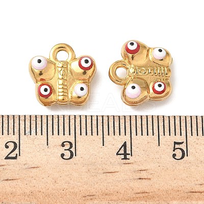 304 Stainless Steel Enamel Butterfly with Evil Eye Charms STAS-I346-22G-1