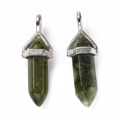 Natural Green Chinese Southern Jade Pointed Pendants G-K329-59P-1