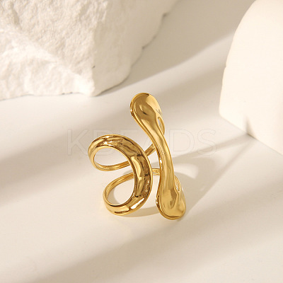 Ocean Themes 304 Stainless Steel Open Cuff Rings for Women RJEW-K293-02A-G-1