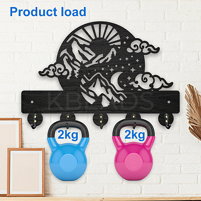 Wood & Iron Wall Mounted Hangers HJEW-WH0055-223-1