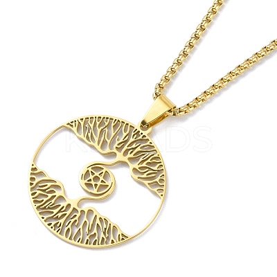 201 Stainless Steel Pendant Necklaces NJEW-C042-07G-1