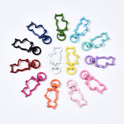 Spray Painted Eco-Friendly Alloy Swivel Snap Hooks Clasps X-PALLOY-T080-16-NR-1
